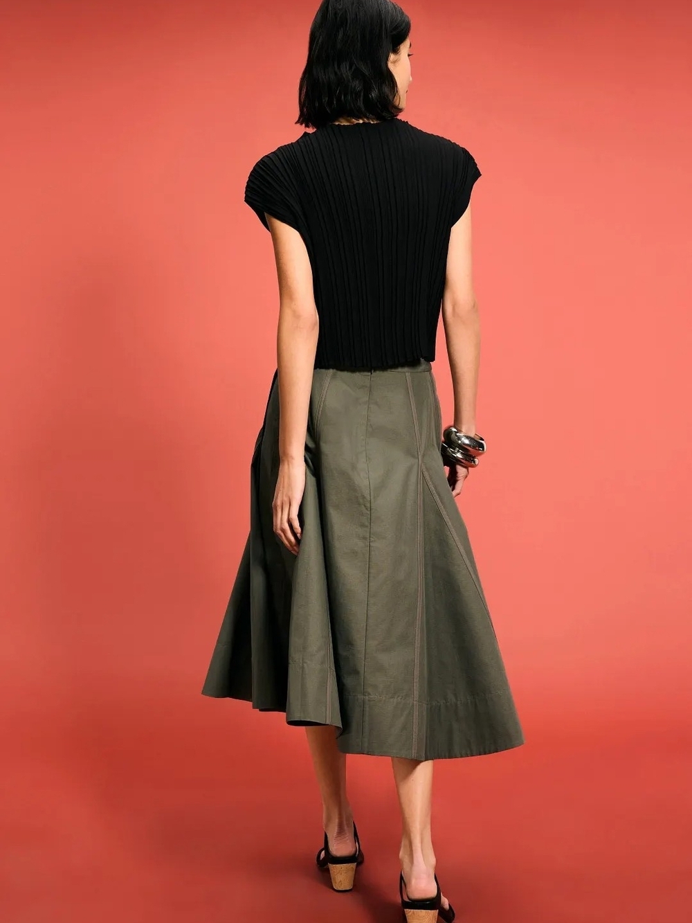 3.1 Phillip Lim Olive Green Midi Skirt - Picture 2 of 12